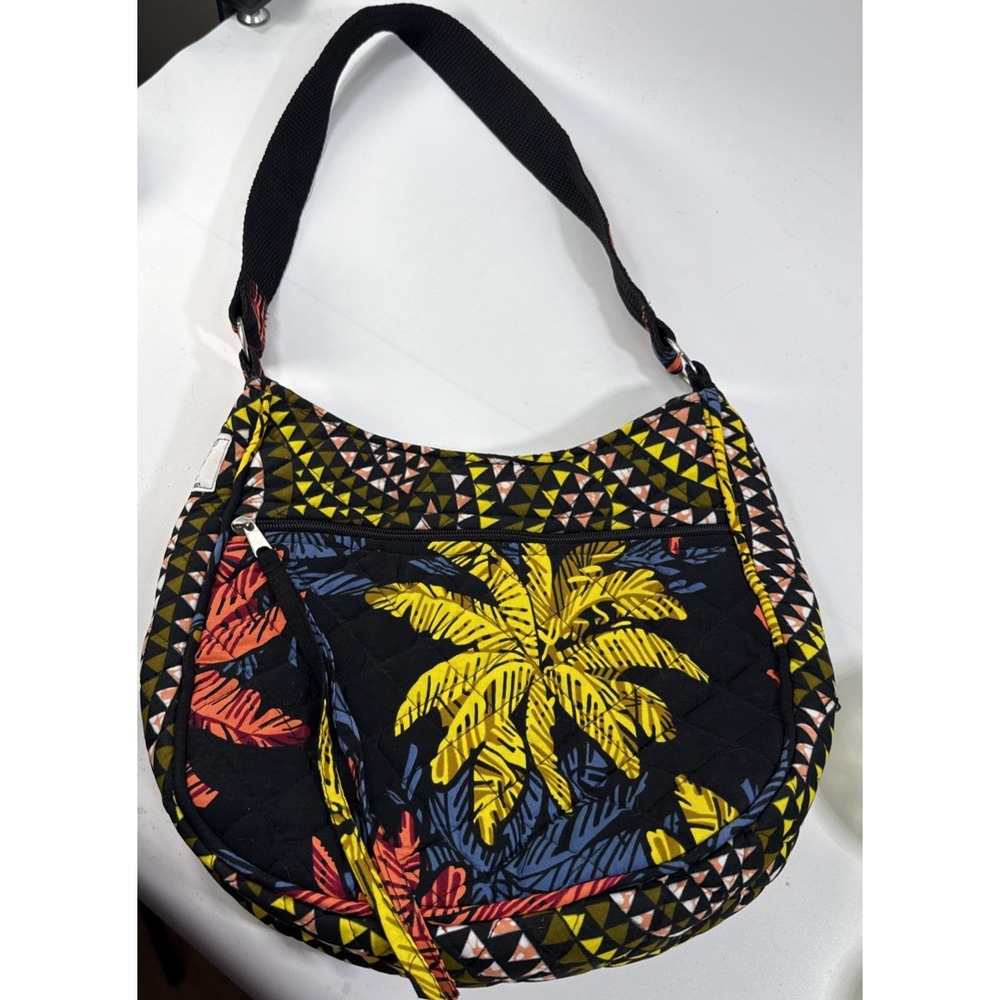 Bagamoyo quilted shoulder purse tropical palm leaf print - Picture 4 of 8
